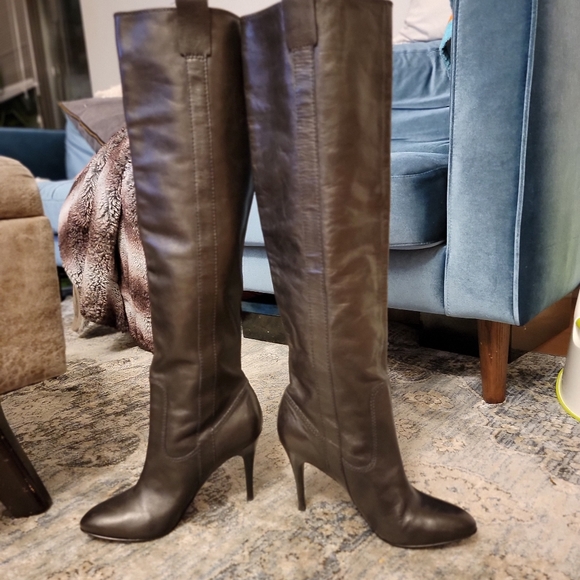 KNEE HIGH NAPA LEATHER MARCIANO HEEL BOOTS - Picture 2 of 9